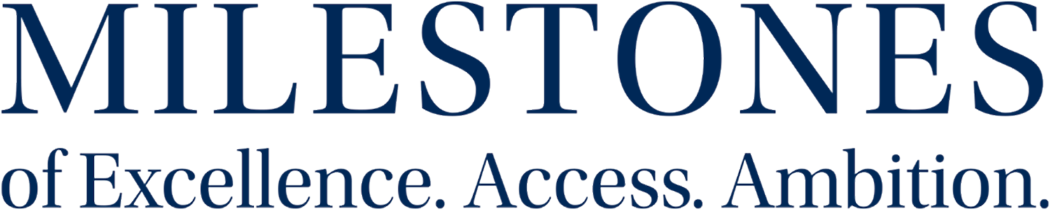 Milestones of Excellence. Access. Ambition. typography